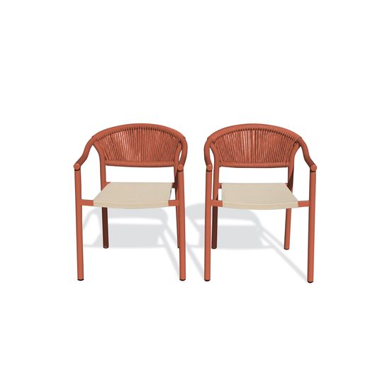 Lot de 2 fauteuils de jardin sumba en aluminium et textilène terracotta