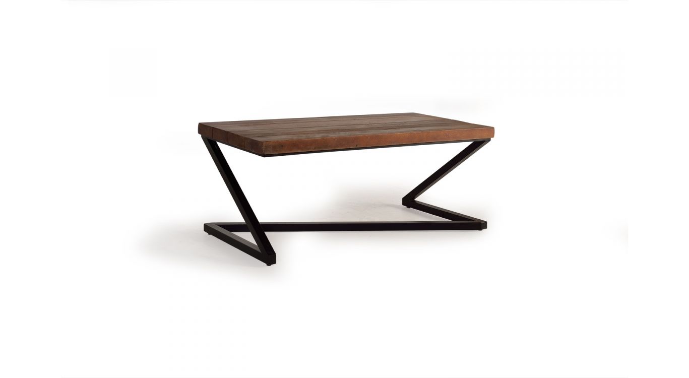 Table basse bois, métal marron 120x60x50cm - bois-métal
