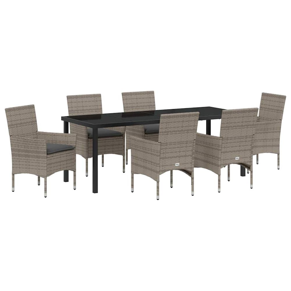 Ensemble de salle à manger pour jardin 7 pc gris polyrotin