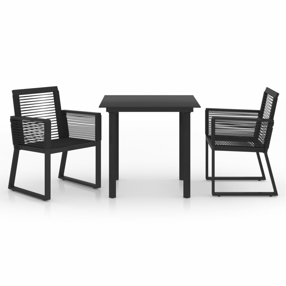 Salon de jardin meuble d'extérieur ensemble de mobilier 3 pièces rotin pvc noir