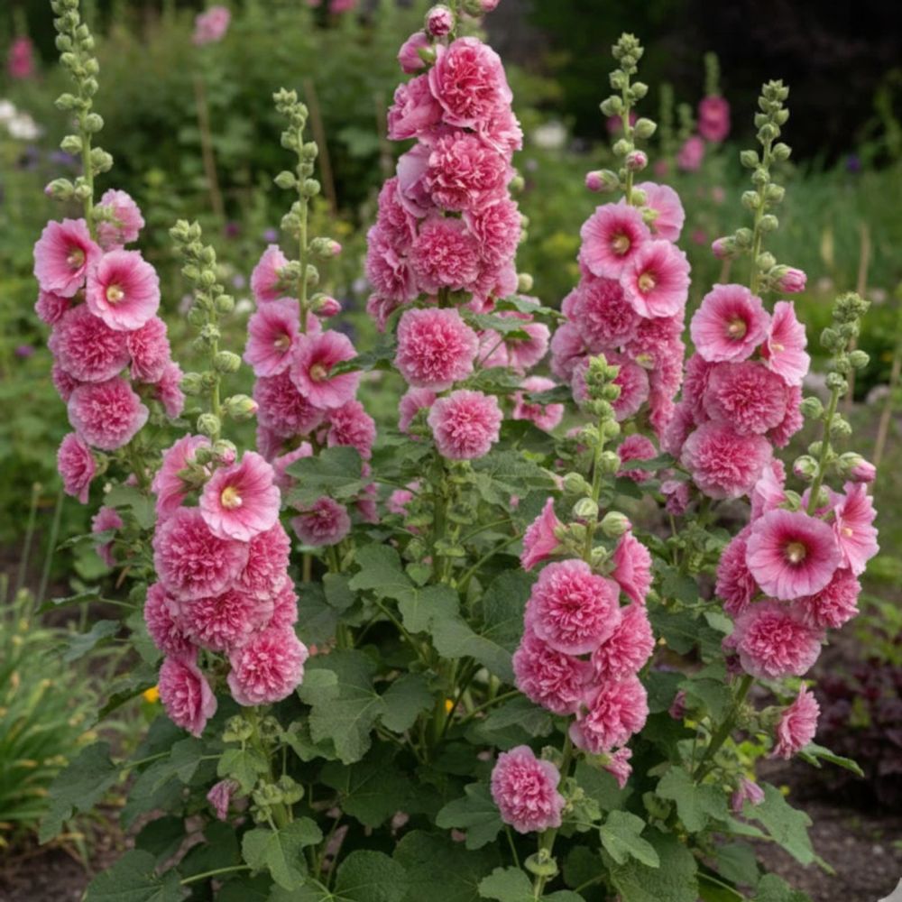 Rose trémière chater's double rose lot de 5 godets