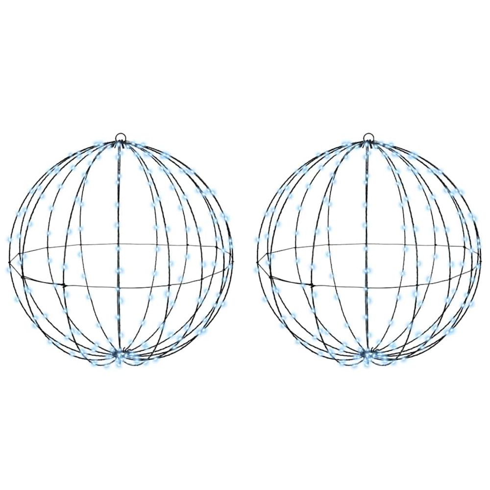 Boule avec 384 led 2 pcs blanc froid 59,5 x 59,5 x 63 cm métal