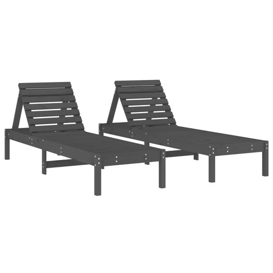 Chaises longues lot de 2 gris 199,5x60x74 cm bois massif de pin