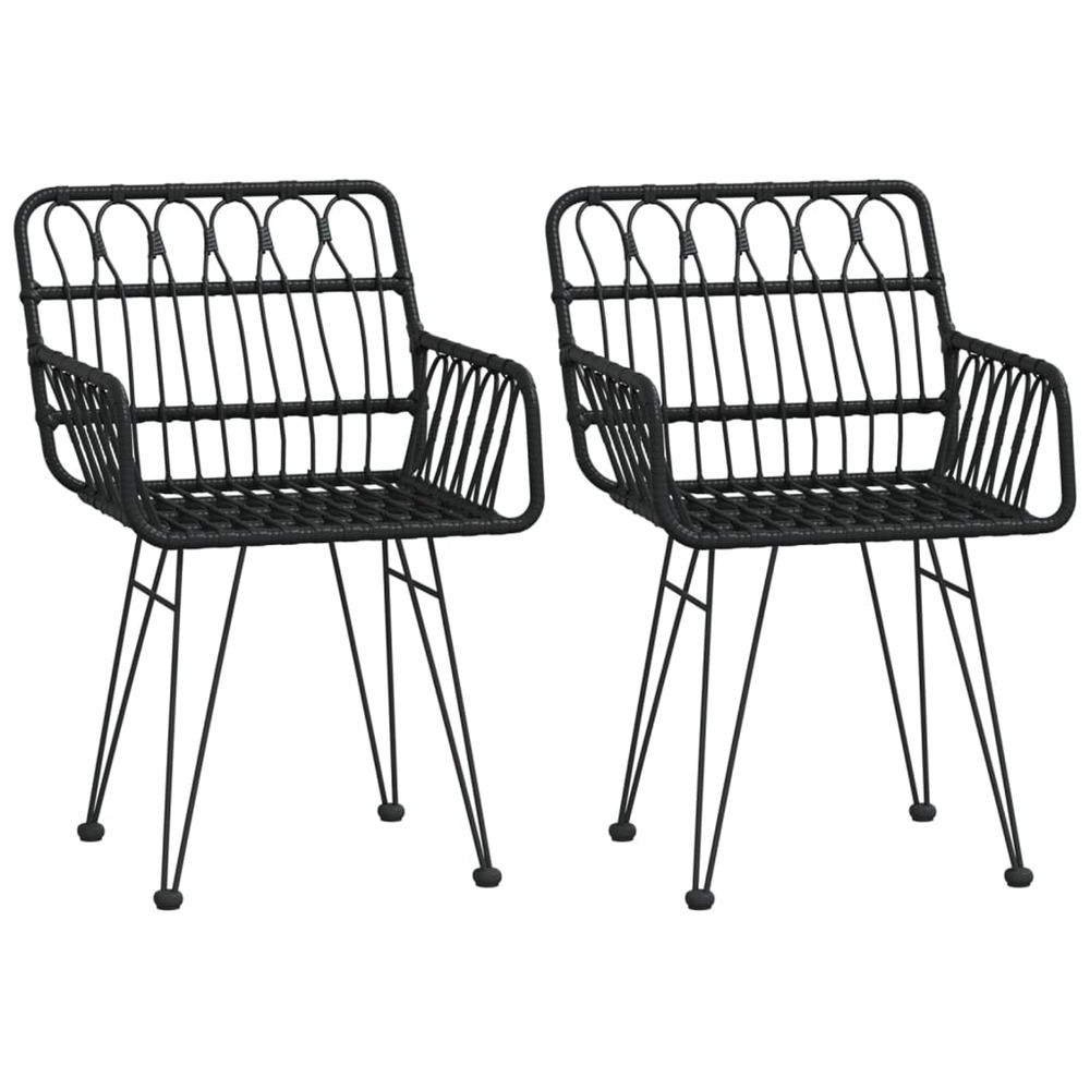 Chaises de jardin lot de 2 avec accoudoir noir 56x64x80 cm
