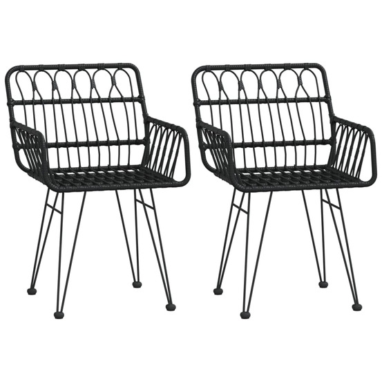 Chaises de jardin lot de 2 avec accoudoir noir 56x64x80 cm