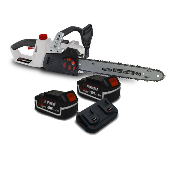 Tronçonneuse 40v (2x20v) x-performer xptro40li-2b - double sécurité - graissage auto + 2 batteries 4ah - double chargeur
