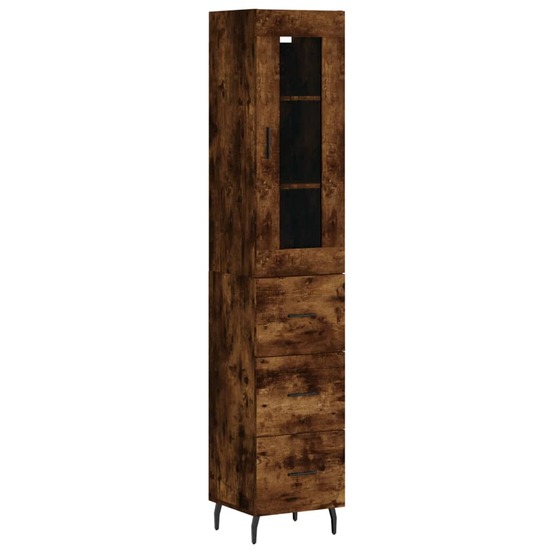 Buffet bahut commode armoire meuble de rangement organisateur cuisine salle de séjour salon haut 34,5 x 34 x 180 cm bois d'in