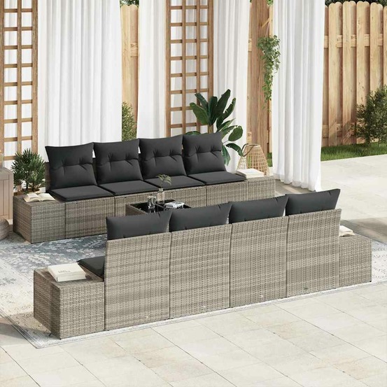 Ensemble de canapé de jardin 8 pcs gris clair et gris foncé