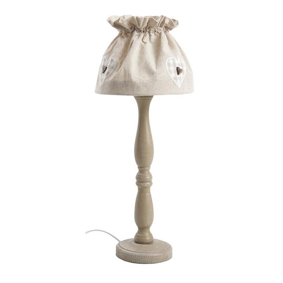 Lampe à poser en bois et coton écru