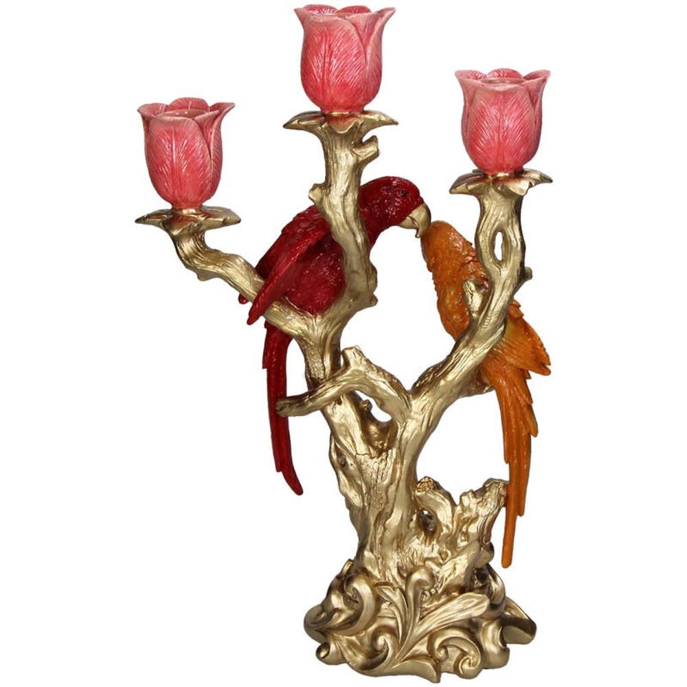 Bougeoir oiseau artistique multicolore en polyrésine - h 37,5 cm