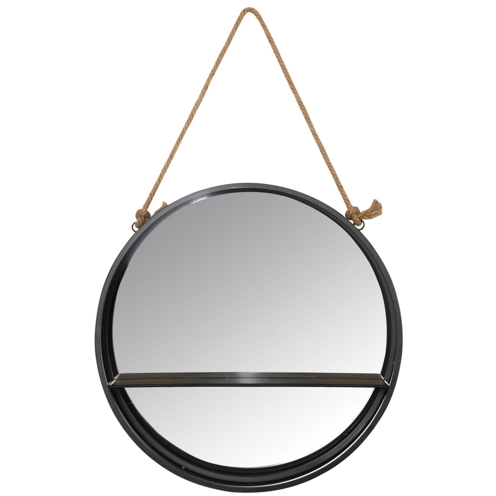 Miroir étagère rond à suspendre