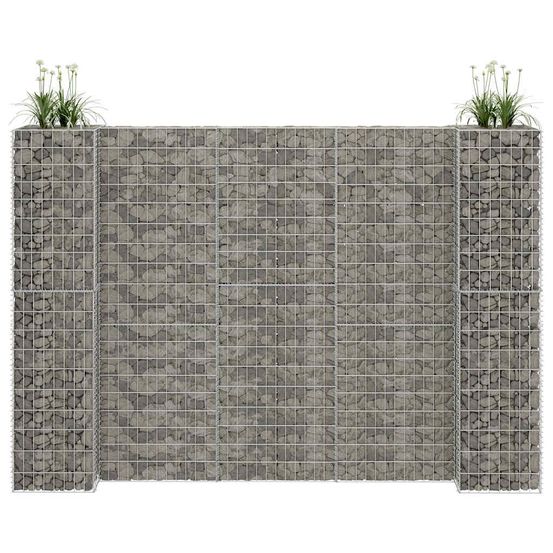 Jardinière gabion acier galvanisé jardin bordure fleurie argentée 260x200cm