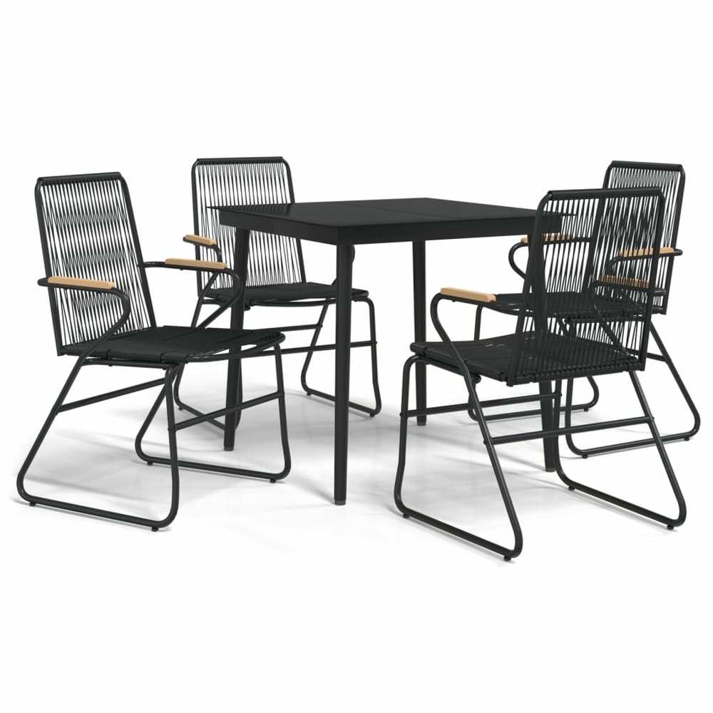 Ensemble à manger de jardin 5 pcs noir rotin pvc