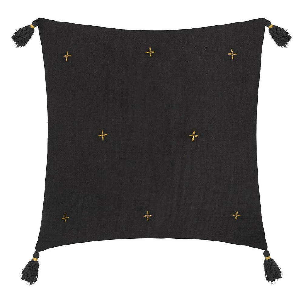 Coussin déco à pompons 