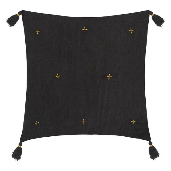 Coussin déco à pompons