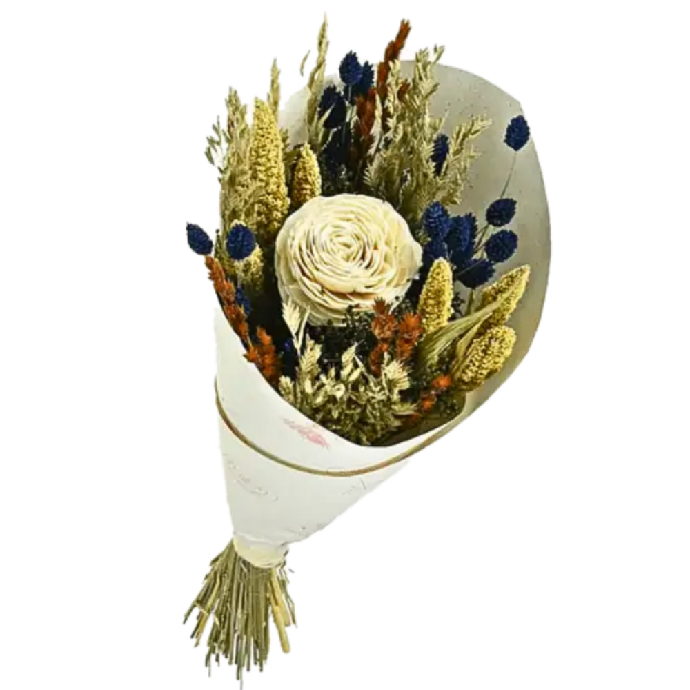 Bouquet de fleurs séchées grand format nature bleu 50 cm