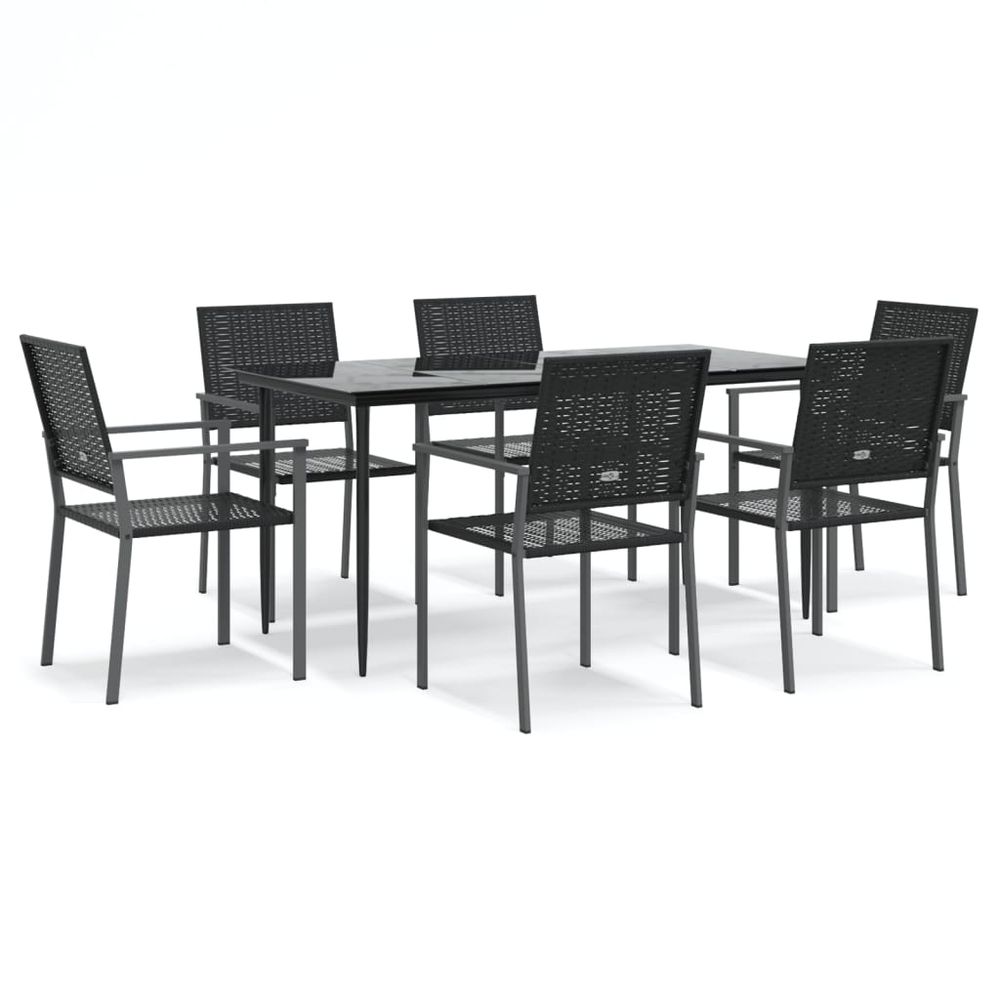 Ensemble à manger de jardin 7 pcs résine tressée acier