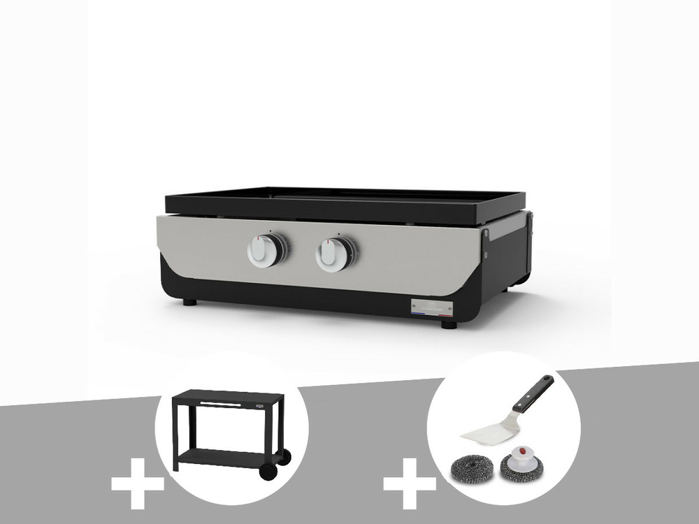 Plancha original gaz 260 duo + desserte + kit de nettoyage