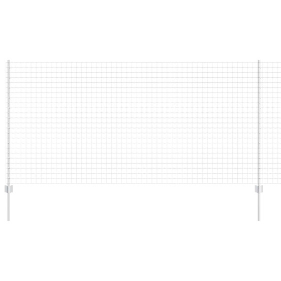Clôture avec poteau argenté 1,2 x 10 m acier