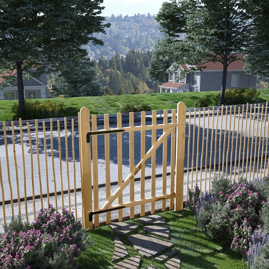 Portillon simple de clôture bois de noisetier 100x120 cm