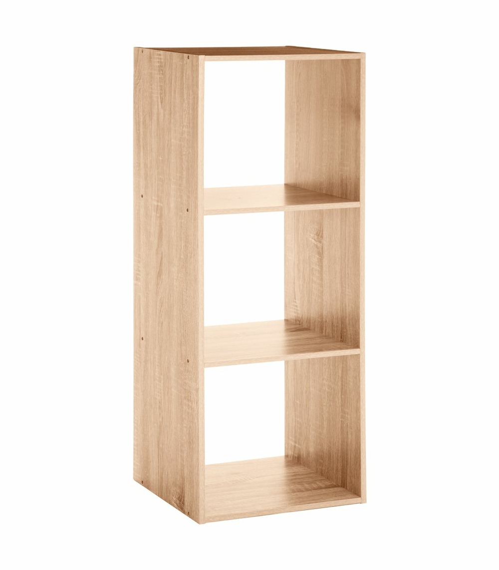 Meuble étagère 3 cases de rangement effet chêne naturel h 100.5 cm
