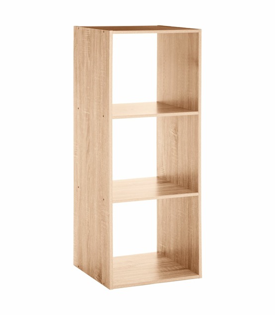 Meuble étagère 3 cases de rangement effet chêne naturel h 100.5 cm