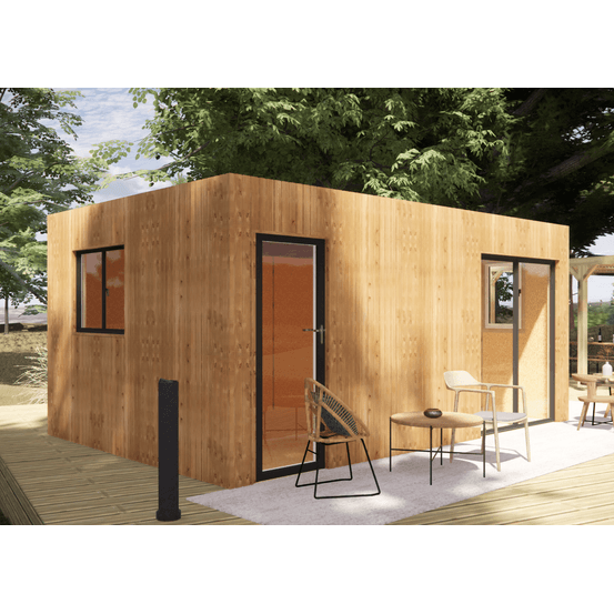 Studio de jardin projet locatif en bois 5,5 x 3,5 x 2,7 m avec plancher isolé / menuiseries alu k-line
