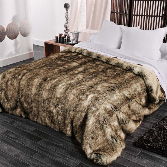 Linder - jeté de lit imitation fourrure moelleuse