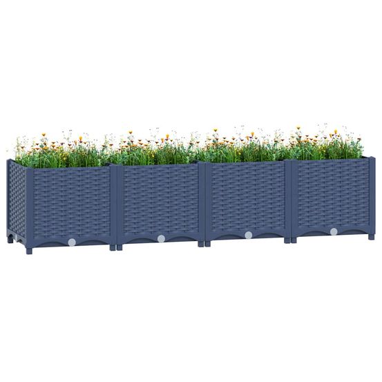 Très grande jardinière haute et moderne en polypropylène bleu 160 cm