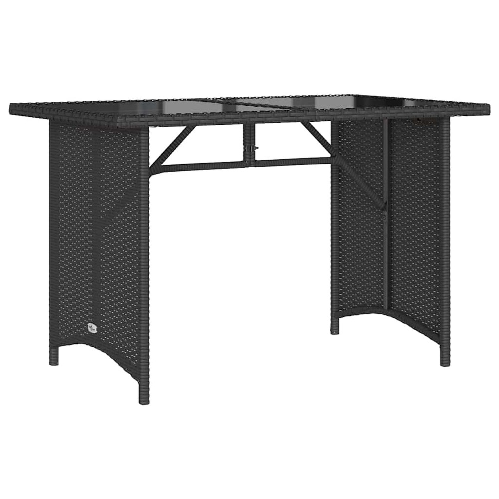 Table de jardin avec dessus en verre noir 110x68x70 poly rotin