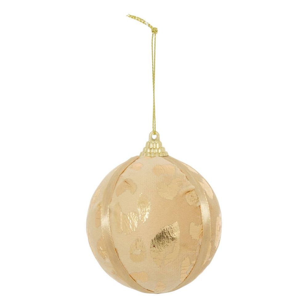 Boule de noël en velours motif léopard doré d. 80 mm