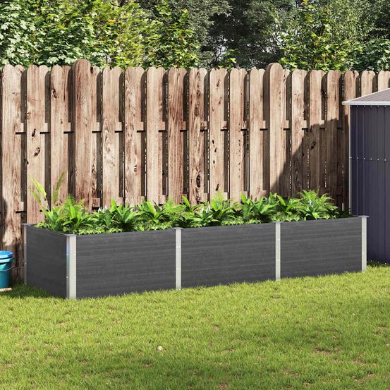 Carré potager surélevé wpc et acier pour jardin terrasse grande taille 300x100x54 cm gris