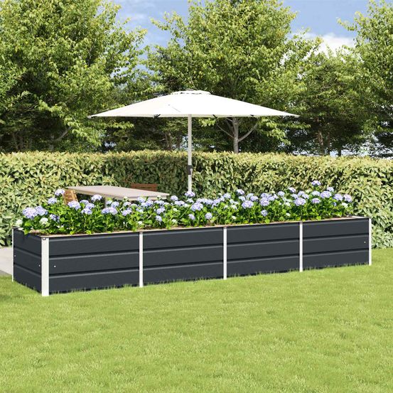 Jardinière potager acier 320x80x45 cm très grand volume pour jardin anthracite