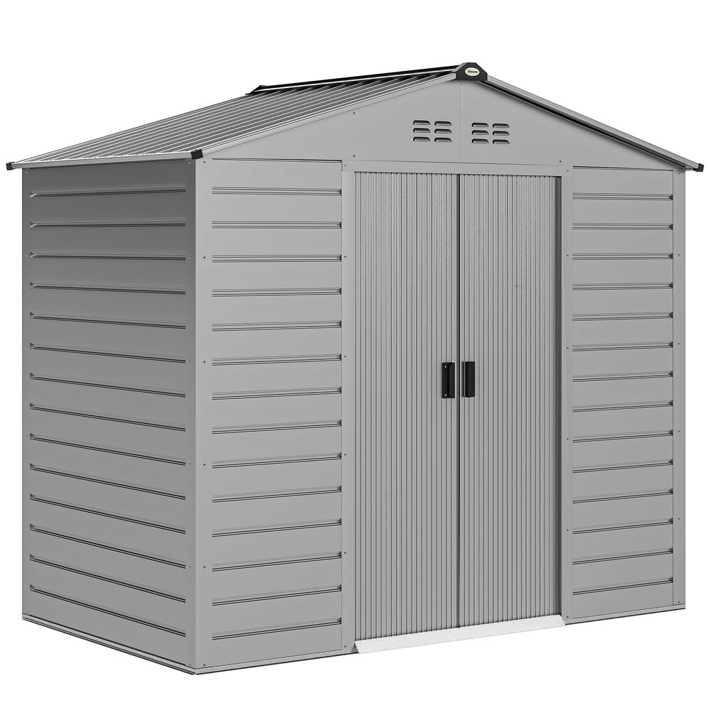 Abri de jardin acier galvanisé 213 x 131 x 192 cm gris porte verrouillable - comfortxl outdoor living