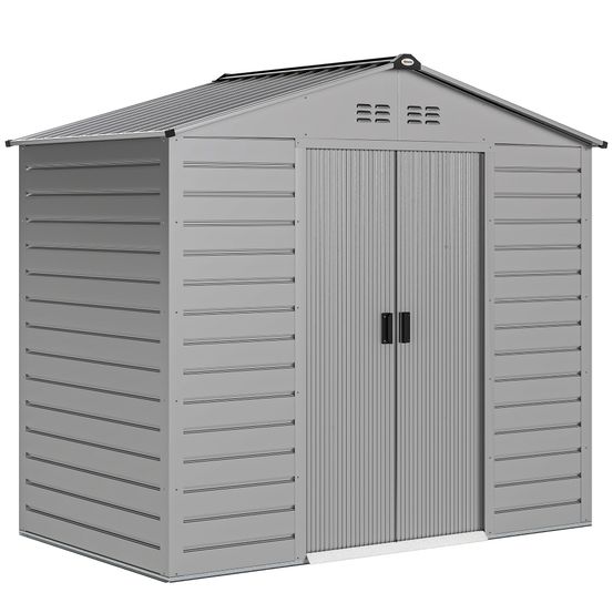 Abri de jardin acier galvanisé 213 x 131 x 192 cm gris porte verrouillable - comfortxl outdoor living