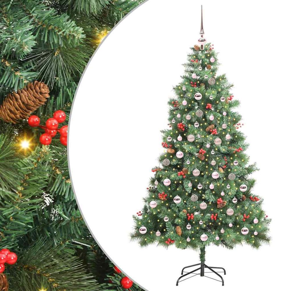 Sapin de noël artificiel 300 led blanc chaud pvc et métal vert