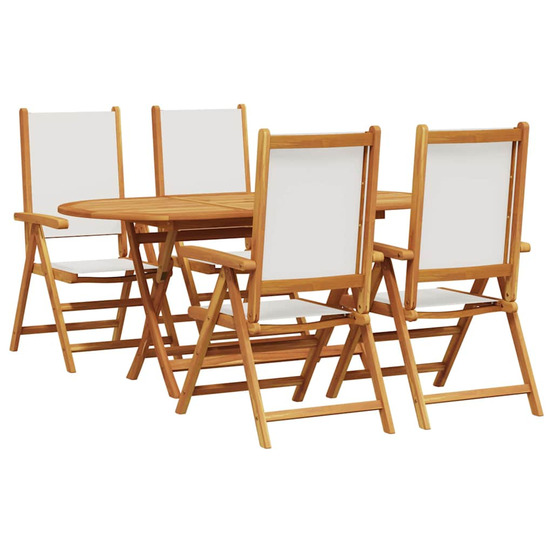 Ensemble de salle à manger pour jardin 5 pcs blanc crème