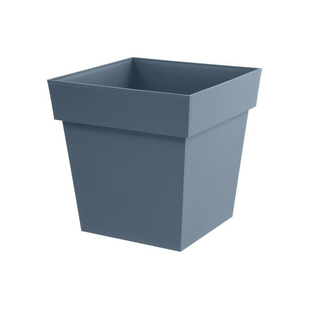 Pot de fleur carré - eda - toscane - 40 cm - 38 l - zone de rétention d'eau - 39 x 39 x h.39 cm - bleu jean