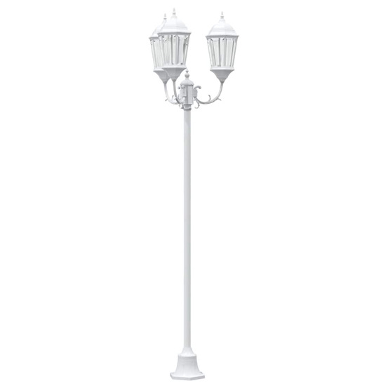 Poteau de lumière de jardin blanc aluminium et verre
