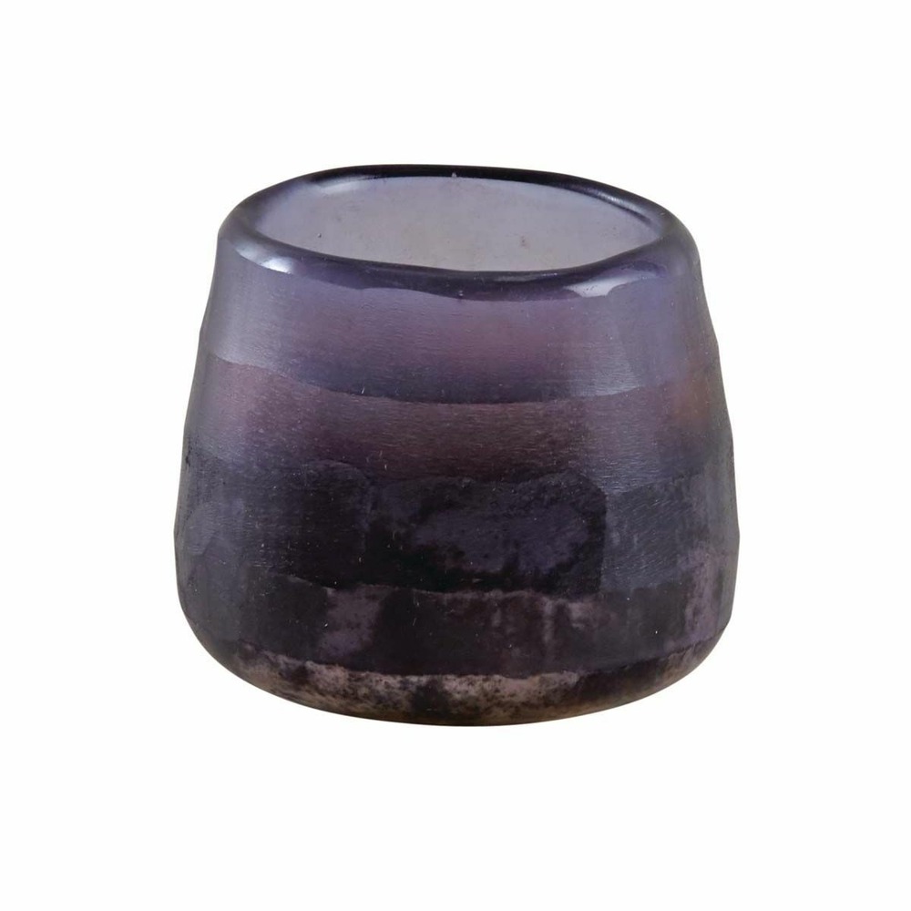 Photophore rond en verre teinté violet