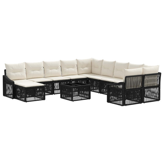 Ensemble de canapé de jardin 12 pcs noir polyrotin