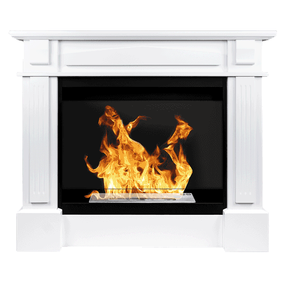 Cheminée bioéthanol sur pied werona premium 113 x 100 x 30 cm blanc mat avec vitre