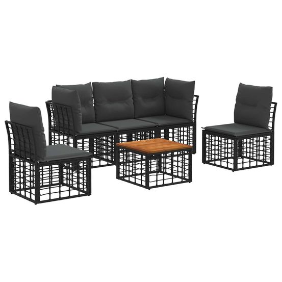 Ensemble de canapés d'extérieur 6 pc noir et gris foncé