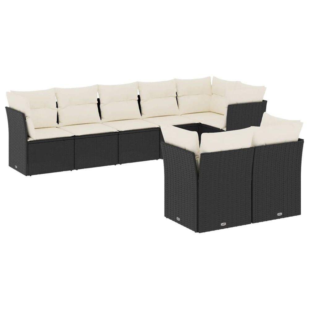 Salon de jardin 8 pcs avec coussins noir résine tressée