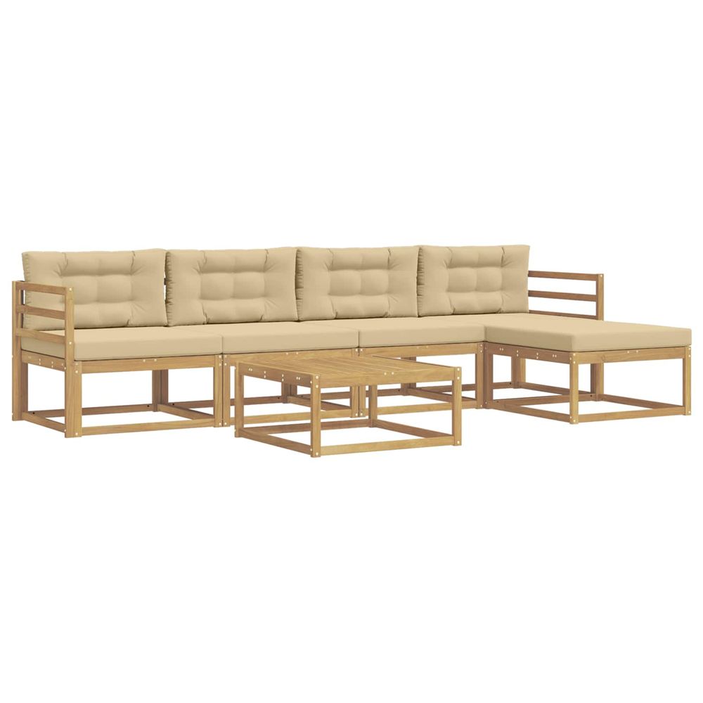 Ensemble de canapés d'extérieur 6 pc blanc et beige polyester