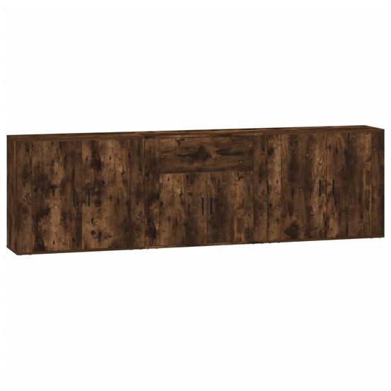 Buffet bahut commode armoire meuble de rangement organisateur cuisine salle de séjour salons 3 pcs bois d'ingénierie marron 0