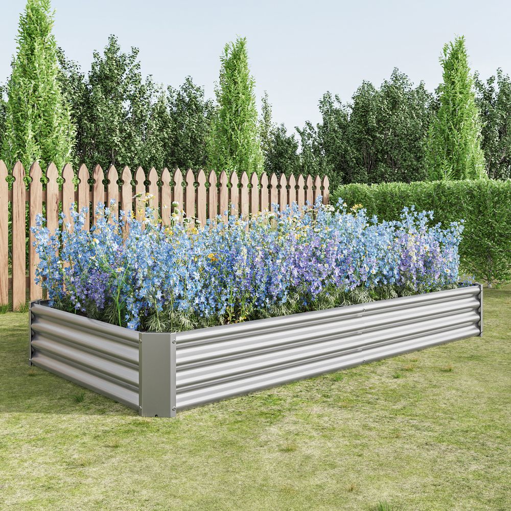 Carré potager métal xxl acier galvanisé solide légumes 232cm argent