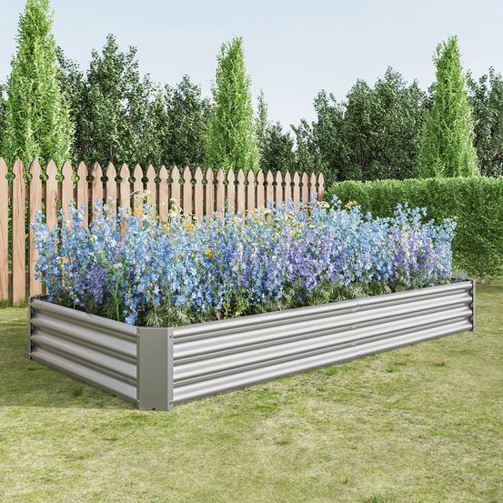 Carré potager métal xxl acier galvanisé solide légumes 232cm argent