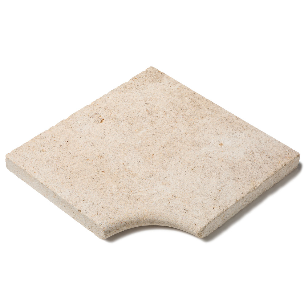 Margelle angle rentrant pierre de bourgogne Semond Doré 42,5x42,5x3,8cm bord 1/2 rond