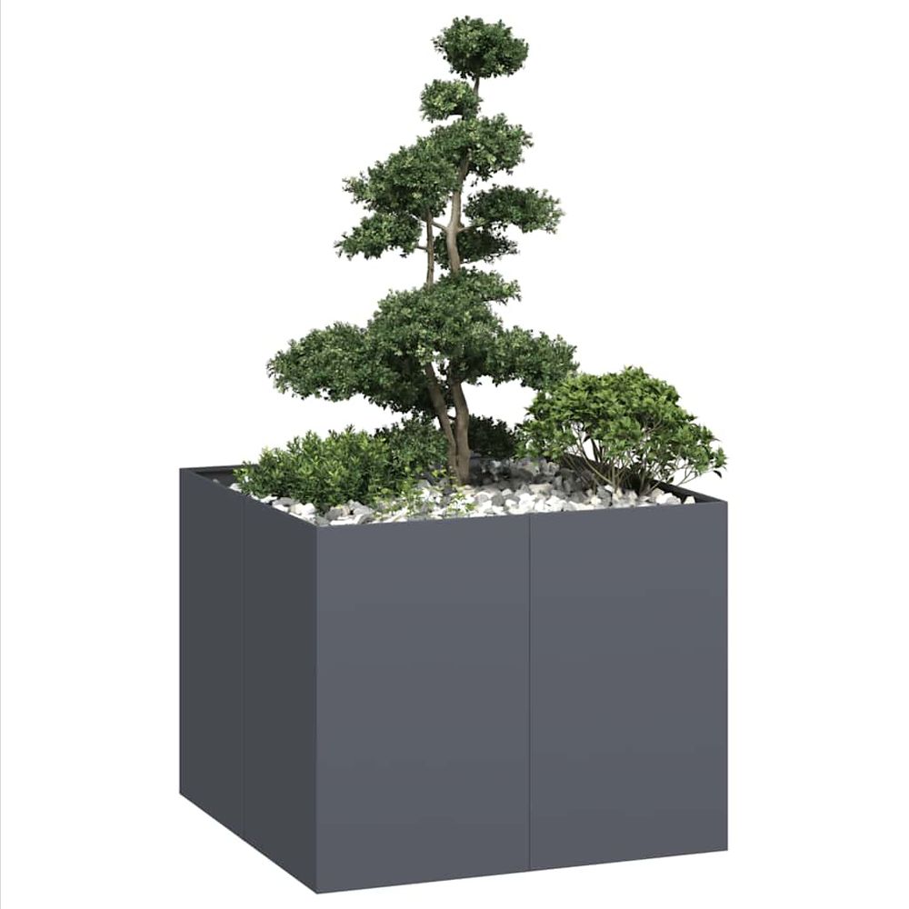 Très haut potager carré acier anthracite jardin 100x100x80 cm